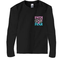 Дитячий лонгслів з написом Faith over Fear