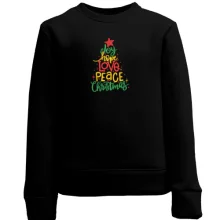 Дитячий світшот Love, Peace, Christmas (Вишивка)