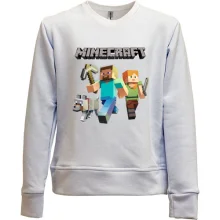 Дитячий світшот без начосу зі Стівом, Алекс і вовком із Minecraft