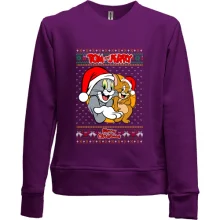 Детский свитшот без начеса с Томом и Джерри "Merry Christmas"