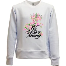 Дитячий світшот без начосу з квітковим конем We are young