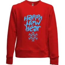 Детский свитшот без начеса со снежинкой Happy New Year