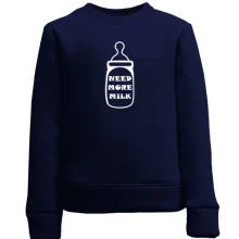 Дитячий світшот з написом Need more milk