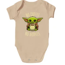 Детское боди Baby Yoda No coffee No work