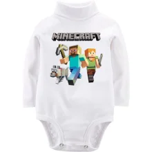 Детское боди с длинным рукавом со Стивом, Алекс и волком из Minecraft