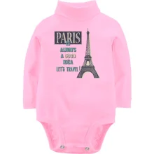 Детское боди с длинным рукавом Paris is always a good idea Let's travel!
