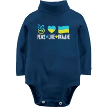 Детское боди с длинным рукавом Peace and love Ukraine (Вышивка)