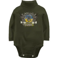Дитяче боді з довгим рукавом Слава Україні (піксель арт)