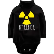 Детское боди с длинным рукавом с символом радиации и логотипом S.T.A.L.K.E.R.
