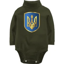 Дитяче боді з довгим рукавом з тризубом на синьому щиті