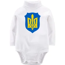 Дитяче боді з довгим рукавом з тризубом-мечем на синьому щиті