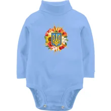 Дитяче боді з довгим рукавом "Тризуби та квіти"