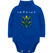 Дитяче боді з довгим рукавом "Ukraine" зі стилізованим тризубом