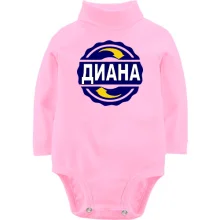 Детское боди с длинным рукавом с именем Диана в круге