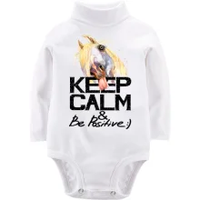 Детское боди с длинным рукавом с лошадью Keep calm and be positive