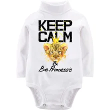 Детское боди с длинным рукавом с львенком Keep calm and be princess