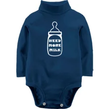 Детское боди с длинным рукавом с надписью Need more milk