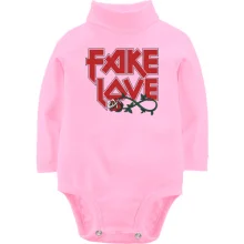 Детское боди с длинным рукавом с надписью "Fake love"