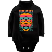 Детское боди с длинным рукавом с надписью "Good vibes" и львом