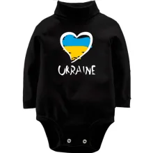 Дитяче боді з довгим рукавом з надписью "Україна" і сердечком