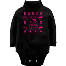 Детское боди с длинным рукавом с новогодним принтом "Hello Kitty"