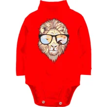 Дитяче боді з довгим рукавом з левом в окулярах