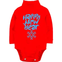 Детское боди с длинным рукавом со снежинкой Happy New Year
