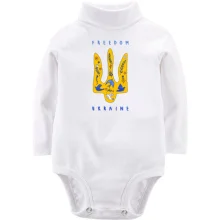 Дитяче боді з довгим рукавом з тризубом, квітами та птахами «FREEDOM UKRAINE»
