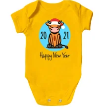 Детское боди с бычком Happy New Year