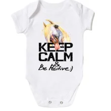 Детское боди с лошадью Keep calm and be positive