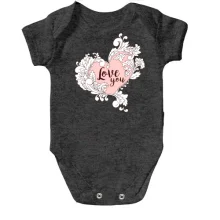 Детское боди с надписью "Love you" розовым сердцем