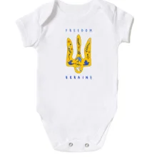 Дитяче боді з тризубом, квітами та птахами «FREEDOM UKRAINE»