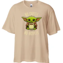 Футболка Oversize Baby Yoda No coffee No work