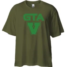 Футболка oversize GTA V із зеленим логотипом