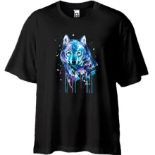 Футболка Oversize с красочным волком