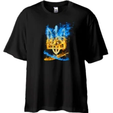 Футболка oversize з вогненним тризубом