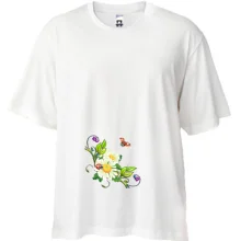 Футболка oversize з ромашками та божей корівкой