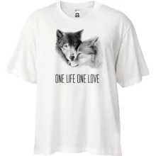 Футболка Oversize с волками One Life One Love