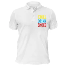 Футболка поло Chill, Drink, Smoke