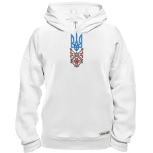 Худи BASE с тризубом и красно-черной вышиванкой (Вышивка)