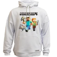 Худи без начеса со Стивом, Алекс и волком из Minecraft