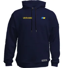 Худи без начеса Ukraine с мини флагом на груди (Вышивка)
