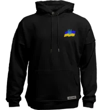Худі без начосу з прапором та тризубом на грудях (Вишивка)