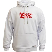 Худи без начеса с надписью Love и сердечками (Вышивка)