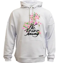 Худи без начеса с цветочной лошадью We are young