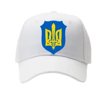 Кепка с тризубом-мечом на синем щите