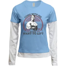 Комбинированный лонгслив Come with me if you want to lift - Шварценеггер