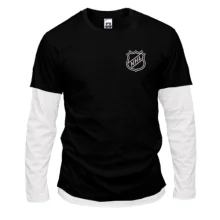 Комбинированный лонгслив NHL на груди (Вышивка)