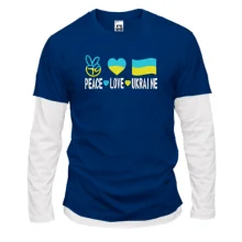 Комбинированный лонгслив Peace and love Ukraine (Вышивка)