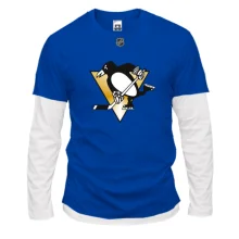 Комбинированный лонгслив Pittsburgh Penguins с пингвином и золотым треугольником